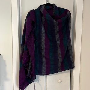Purple, teal, light blue and magenta stripe heavyweight scarf